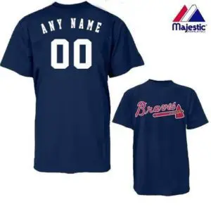 Atlanta Braves Personalized Custom (Add Name & Number) 100% Cotton T-Shirt Replica Major League Baseball Jersey