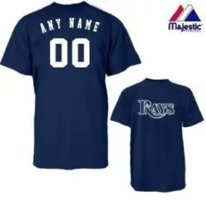 Tampa Bay Rays Personalized Custom (Add Name & Number) 100% Cotton T-Shirt Replica Major League Baseball Jersey