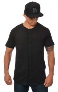 YoungLA Baseball Jersey Plain Shirts for Men Button Down Sports Tee Made w/Soft Cotton